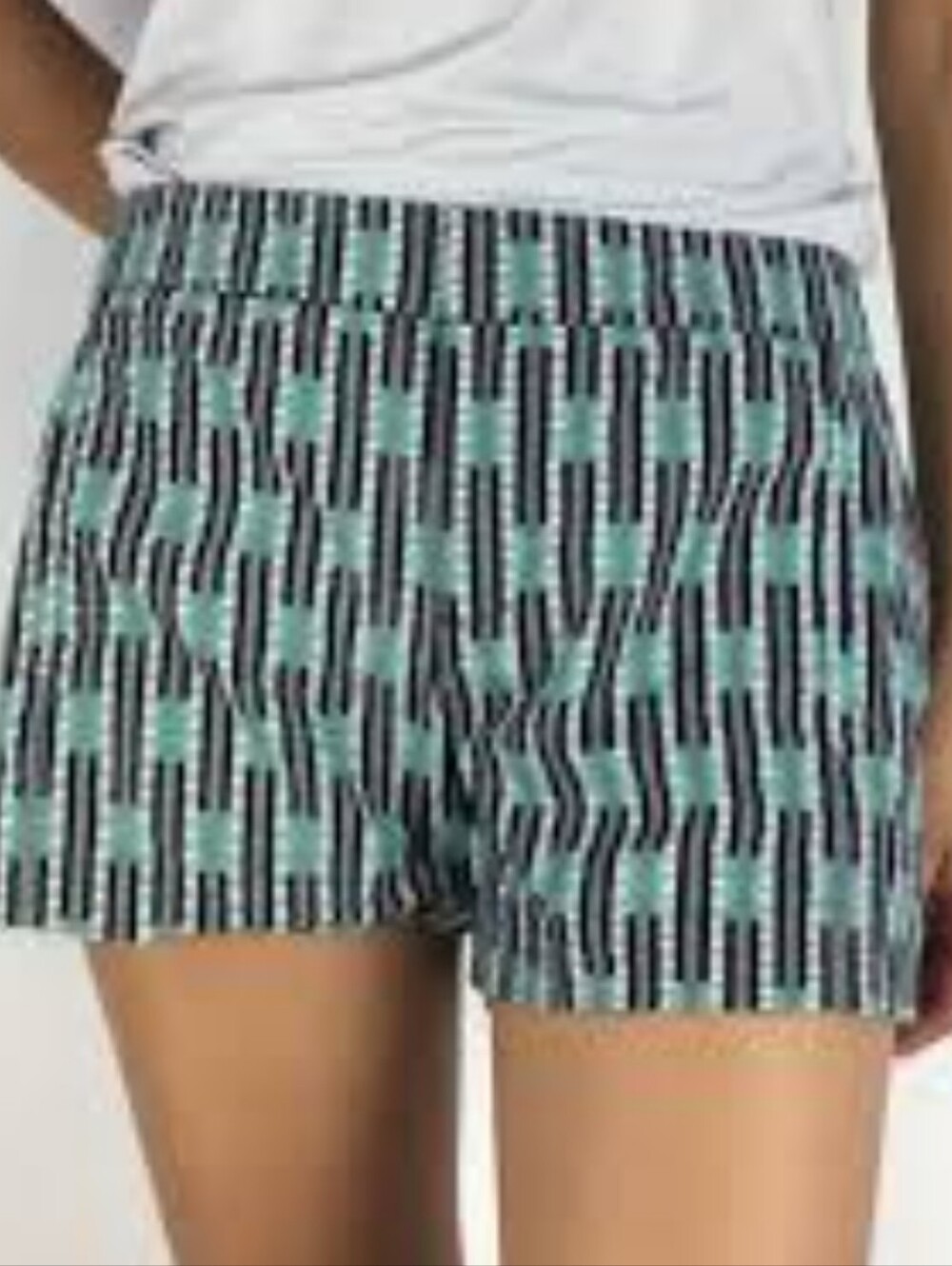 GAP Women's Black Teal White Printed Brushed Cotton Elastic-Waist Shorts Size 6